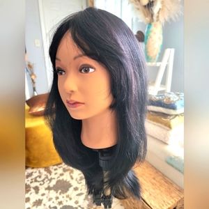 Silky straight, 100%Human Hair, with long bangs lace part